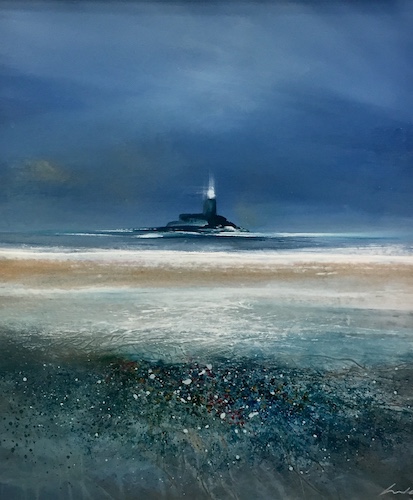 SOLD Lighthouse at Fenit | Acrylic on Panel | Size: 20 x 17ins | €1750